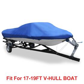 210d Uxcell 605322148944 17-19ft Trailerable Boat Cover Waterproof Fishing V-shape Blue 600 X 300cm