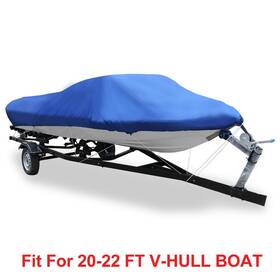 210d Uxcell 605322148968 20-22ft Trailerable Boat Cover Waterproof Fishing V-shape Blue 700 X 280cm