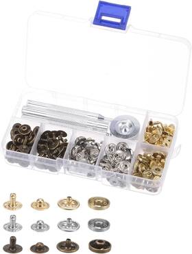 A22070200ux0299 Uxcell 60 Sets Leather Snap Fasteners Kit 10mm Metal Press Studs Buttons