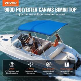 Vevor 197988203001 3 Bow Bimini Top Boat Cover 900d Polyester Canopy With 1 Inch Aluminum Alloy