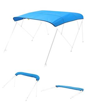 4gcyzyp96971v14fi Vevor 3 Bow Bimini Top Boat Cover Detachable Mesh Sides 600d With Frame 61 Inch -66 W