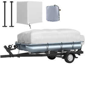 Fqczycycb1720d42c Vevor Pontoon Boat Cover Canvas Trailerable 21-24 Ft 600d Oxford