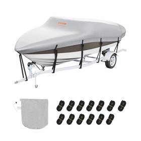 Tycz600d1719pwyfk Vevor 600d Trailerable Boat Cover 17-19ft Waterproof Heavy Duty V-hull Runabout