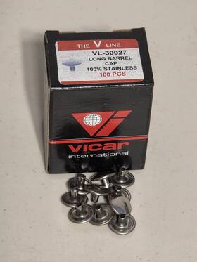 41-89-c Vicar 30027 Long Barrel 1/4 Inch Boat Caps Canvas Durable 100/box