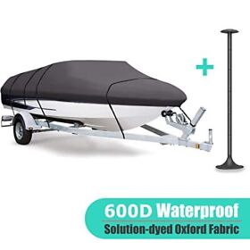 Vinpatio 600d Solution-dyed Polyester Boat Cover With Support Pole Heavy Duty