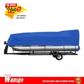 Wg1045758 Wansgo Blue Boat Cover Waterproof Heavy Duty Fabric Trailerable Pontoon 21-24 Ft