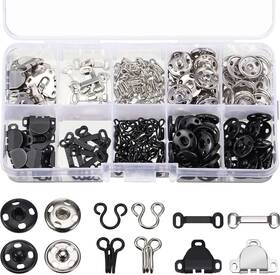 Hooks-01 Willbond 100 Pairs 3 Styles Skirt Hooks And Eyes Snaps Kit Hook Black Silver