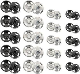 Willrain-w002 Willrain Sewing Snaps 120 Sets 8 Mm And 10 Black Silver