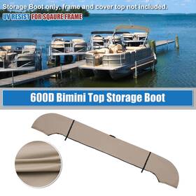 X Autohaux 641832777731 Square Tube Bimini Top Storage Boot With Light Hole 91 Inch -96 W 600d Beige 1 Set