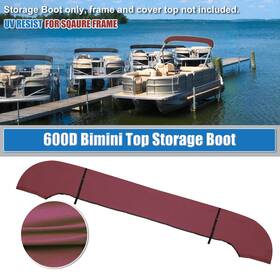 X Autohaux 641832777939 Square Tube Bimini Top Storage Boot 91 Inch -96 W 600d Polyester Wine Red 1 Set