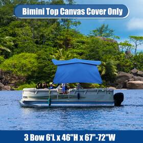 6ftl X Autohaux 724117806880 600d 3 Bow 46 Inch H 67 - 72 W Bimini Top Canvas Set With Detachable Side