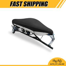X Autohaux 726215602586 One 20-22ft 600d Fabric Waterproof Boat Cover V-hull Universal Black 700 280cm