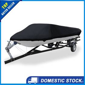 210d X Autohaux 726215648478 Pack Of 1 17-19ft Trailerable Boat Cover Speedboat V-shape Black 600x300cm