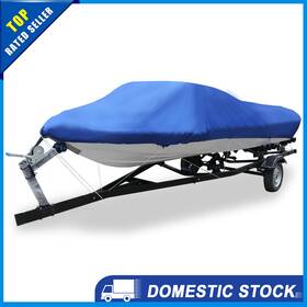 210d X Autohaux 726215648492 Pack Of 1 14-16ft Trailerable Boat Cover Speedboat V-shape Blue 540x290cm