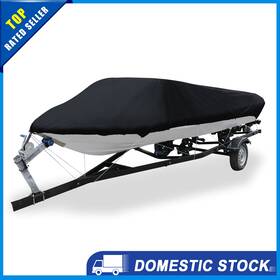 210d X Autohaux 726215650471 Pack Of 1 14-16ft Trailerable Boat Cover V-shape Black 540 290cm