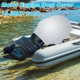 210d X Autohaux 782685872317 Half Motor Engine Boat Cover 15-30hp Oxford Cloth Waterproof Silver Tone
