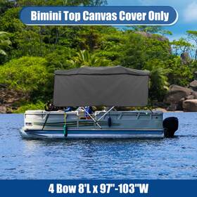 8ftl X Autohaux 786527492060 1 Set 600d 4bow 97 Inch -103 W Bimini Top Canvas With Side Blocks Deep Gray