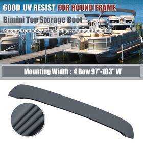 X Autohaux 786527492107 4 Bow Bimini Top Storage Boot No Frame Gray 97 Inch -103 W 600d Polyester Canvas