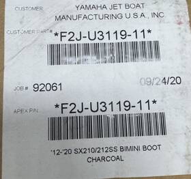 F2j-u3119-11-00 Yamaha 20132-2020 Sx210/212ss Grey Bimini Boot Cover Brand New In Box