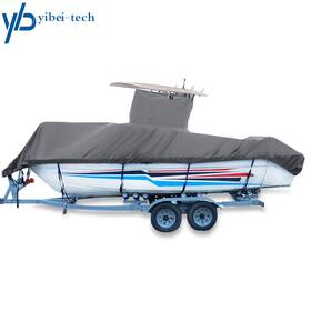 Yi159313t Yibei-tech Grey T-top Boat Covers 20-22ft 420d For Center Console Boats With Roofs