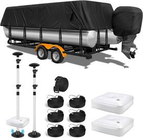 B0dwsqprb7 Yimsting 1200d Pontoon Boat Cover With Support Poles 2 Pack 25-28 Ft Black G113