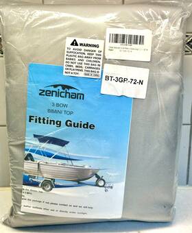Bt-3gr-72-n Zenicham 3 Bow Boat Bimini Top 600d No Frame 6ftl 67 Inch -72 W Gray New