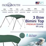 3 Bow Bimini Top Premium Range 79" - 84" Width, 6FT Long Forest Green. Fixed Price $218.31.