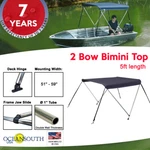 2 Bow Bimini Top Boat Cover Blue 51"-59" Width, 5FT Long With Storage Boot. Fixed Price $117.81.