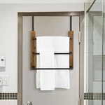 3 Tier Wood Matte Black Metal Space Saving Bathroom Door Hanging Towel Bar Rack. Fixed Price $38.99.