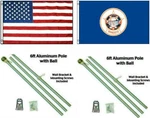 3X5 Usa American & State Of Minnesota Flag Aluminum Pole Kit Ball Top 3'X5'. Fixed Price $36.94.