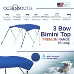 3 Bow Bimini Top Premium Range 61" - 66" Width, 6FT Long Pacific Blue. Fixed Price $198.84.