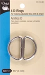 Dritz 117-114-65 Metal "d" Rings 1-1/4" 4/PKG-NICKEL. Fixed Price $8.73.
