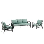 Crosley Furniture Kaplan 3 Piece Metal Outdoor Sofa Set In Mist Green. Fixed Price $1209.99.