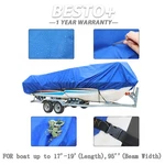 Dark Blue Boat Cover V-hull 17-19 Waterproof Trailerable Fabric 210D. Fixed Price $27.57.