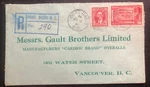 1941 Boat Basin Canada Commercial Registered Cover To Vancouver. Fixed Price $39.99.
