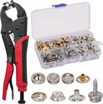 Heavy Duty Snap Fastener Tool Adjustable Button Kit With 3 Dies And 40 Sets. Fixed Price $45.99.