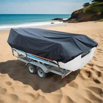 Boat Cover Fishing V-hull Runabout Trailerable Black Waterproof 11-13FT New. Fixed Price $23.23.