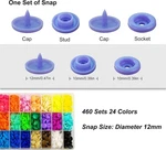 Plastic Snaps With Pliers, 460 Sets 24-COLORS Buttons For Sewing. Fixed Price $18.00.