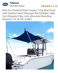 Tebaisea 114X78X66 Boat Shade Canopy Cover For T-top Center Console Blue Nob. Fixed Price $159.98.