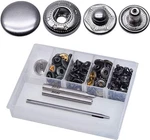 12 Set Leather Fasteners Kit, 15MM Metal Button Snaps Press Studs Silver. Fixed Price $15.84.