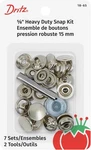 Dritz 18-65 Heavy Duty Snap Fastener Kit, Size 24 (5/8-INCH), Nickel. Fixed Price $12.91.