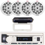Pyle White Stereo Media Receiver With Cover, 4X Dual 6.5'' 200W Max Speakers. Fixed Price $128.49.