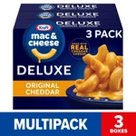 Kraft Deluxe Original Cheddar Macaroni & Cheese Dinner (3 Ct Pack, 14 Oz Boxes). Fixed Price $8.40.