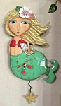 Mermaid Wall Clock Pendulum Decor 17" Enesco P1610 Beach Sea Fish Shells Ocean. Fixed Price $44.95.