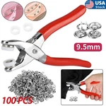 100 Pcs Snap Fastener Kit 9.5MM Press Studs With Pliers For Fabric Craft Clothes. Fixed Price $7.99.