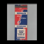 Matchbook Cover Evinrude Outboard Motor Taylor's Marina Raymond, Me. Fixed Price $7.95.