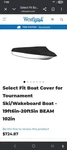Boat Cover 19' 6"-20'5" Beam 102" Sunbrella Year Warranty Logo Red. Fixed Price $600.00.