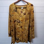 Boho Floral Patch Sheer Mesh Tunic Top Cover Up Travel Smith Resortwear Gold. Fixed Price $14.95.