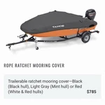 Tahoe T16 Trailerable Mooring Boat Cover. Fixed Price $375.00.