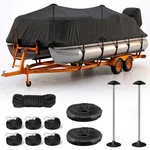 Cover For 25-28FT Pontoon Boats, Waterproof 1200D, Adjustable Support Poles. Fixed Price $189.99.